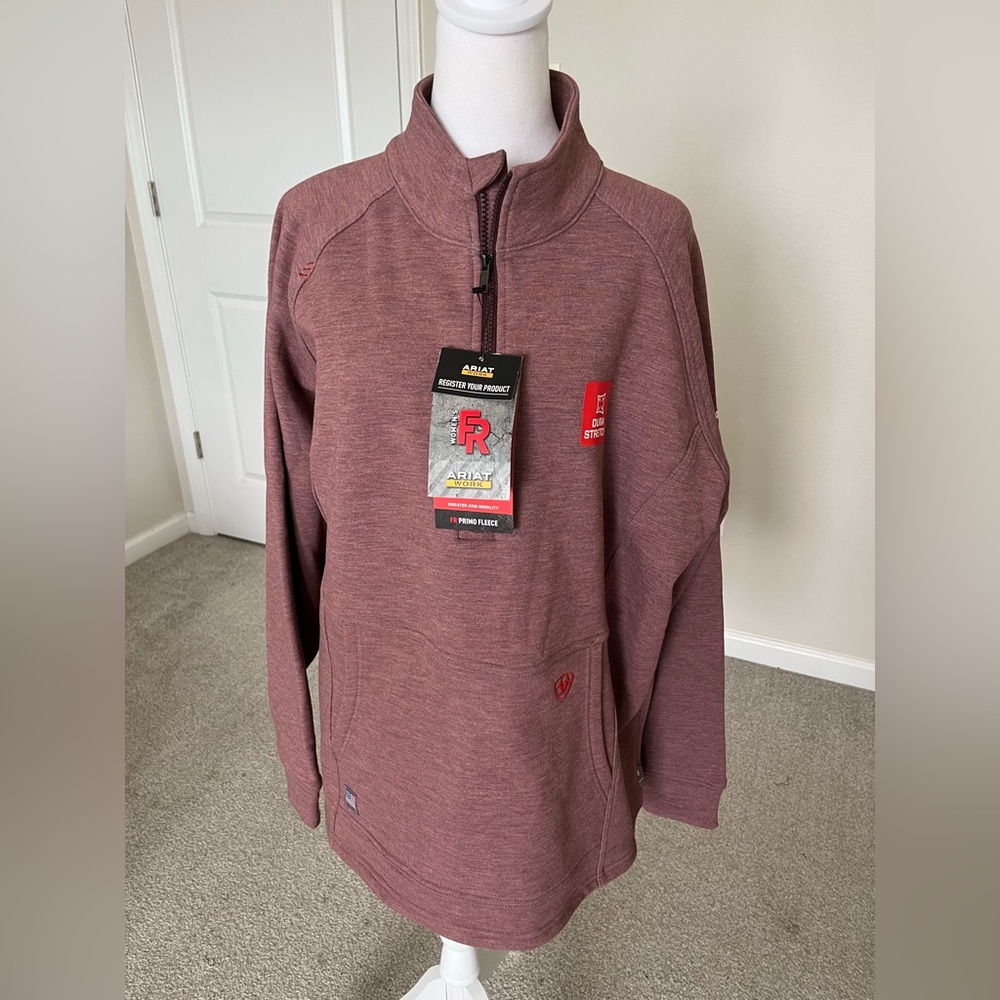 NWT Ariat Mauve 1/4 Zip Flame Retardant Sweater in Sizes XL and XXL Retails $239
